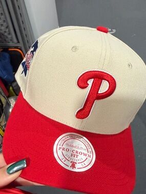 Mitchell & Ness Kids Red and Cream Philadelphia 'P' Baseball Cap